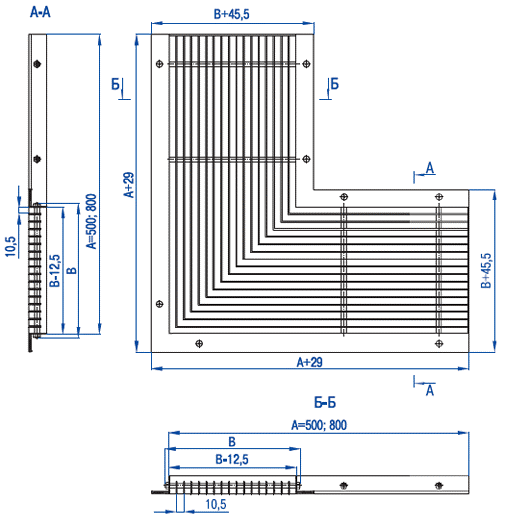Посадочные размеры вентиляционной решетки ВР-ГН5