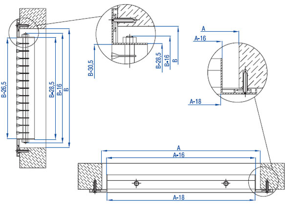 Монтаж вентиляционной решетки с помощью винтового соединения (отверстие Ø3,5мм)