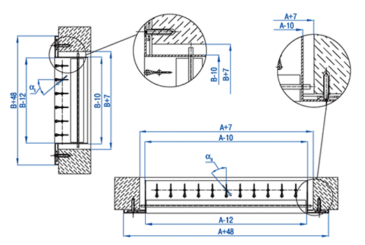 Монтаж вентиляционной решетки с помощью винтового соединения (отверстие ф3,5 мм)